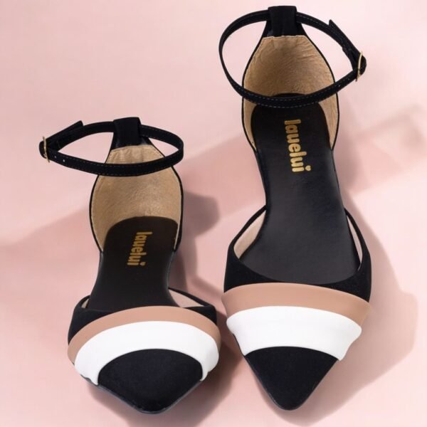 Sapatilha salome bico fino feminina aberta moda marrom branco - Image 3