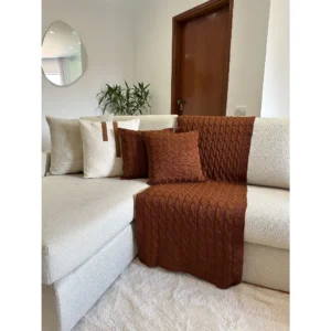 Manta Trança Sala Cama King Sofá Tricot 260x60cm