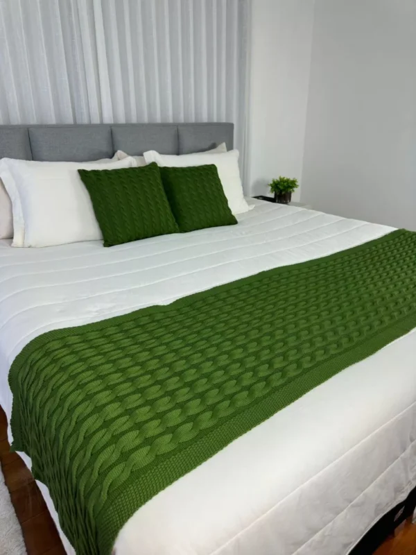 Manta Trança Sala Cama King Sofá Tricot 260x60cm - Image 2