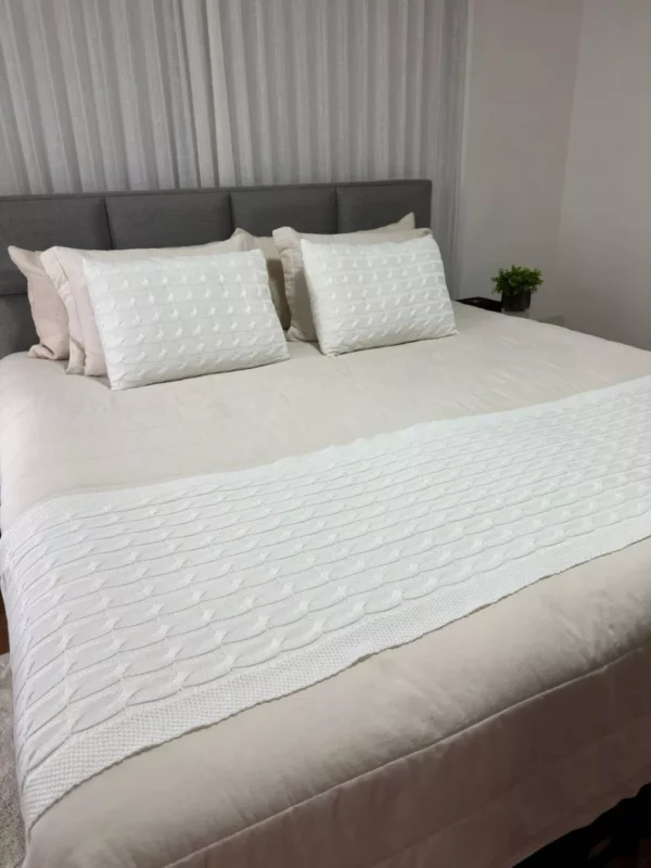 Manta Trança Sala Cama King Sofá Tricot 260x60cm - Image 4