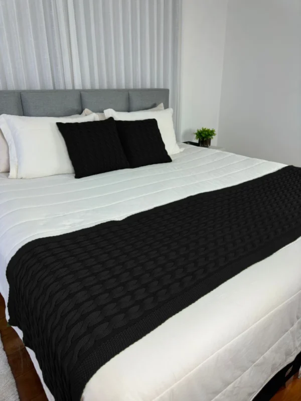 Manta Trança Sala Cama King Sofá Tricot 260x60cm - Image 6