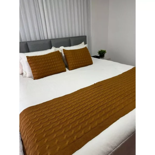Manta Trança Sala Cama King Sofá Tricot 260x60cm - Image 8