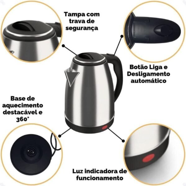 Jarra Bule Elétrico em Inox Chaleira de 1,8 Litros para Sua Cozinha - Image 8