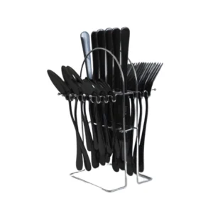 Kit Talheres Inox 25 Peças Inglaterra e Suporte Faqueiro presente