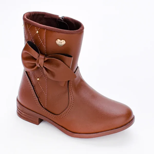 Bota Infantil Feminina Kidy Montaria Com Laço Marrom - Image 3