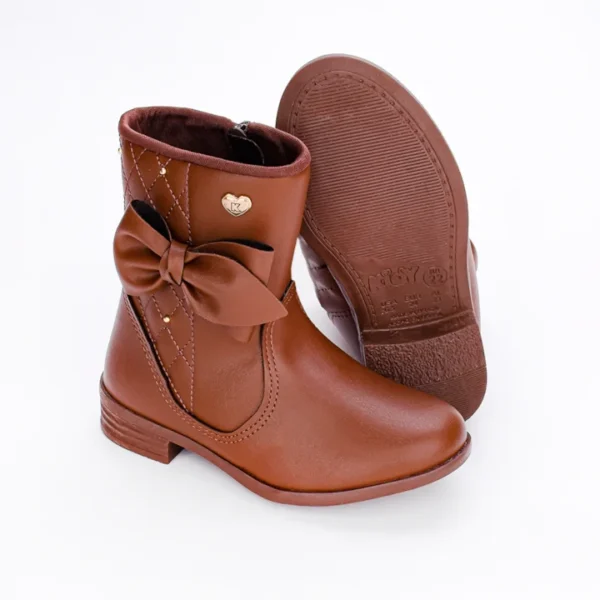 Bota Infantil Feminina Kidy Montaria Com Laço Marrom - Image 4