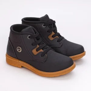 Bota Coturno Infantil Masculino Kidy Walk Calce Fácil Preto