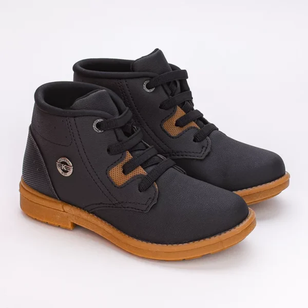 Bota Coturno Infantil Masculino Kidy Walk Calce Fácil Preto
