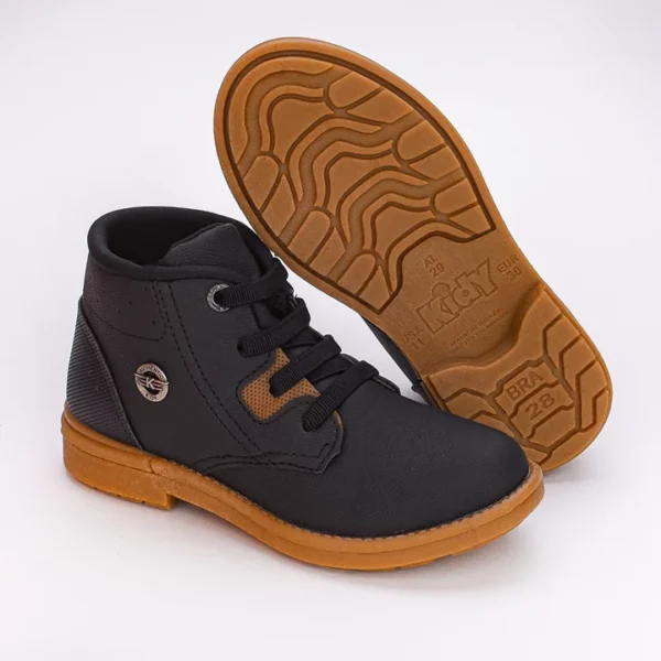 Bota Coturno Infantil Masculino Kidy Walk Calce Fácil Preto - Image 3
