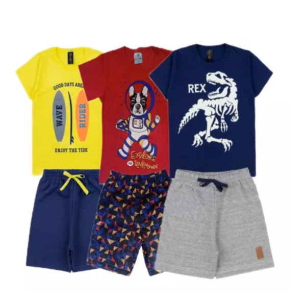 Kit 3 Conjunto Infantil Menino Roupa Masculina Atacado - Image 3