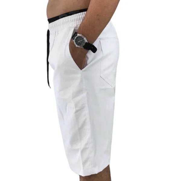 Bermuda Masculina De Sarja Short Com Elástico Branca - Image 4