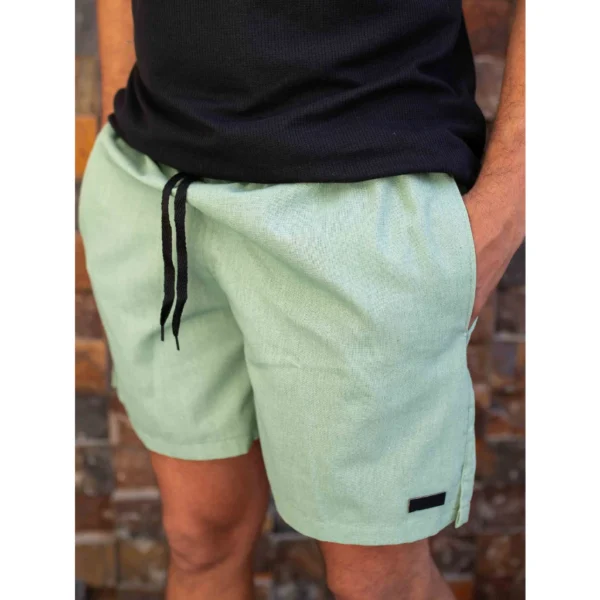 Short Linho Masculino com Bolso Faca Discreto e Elástico na Cintura - Image 3