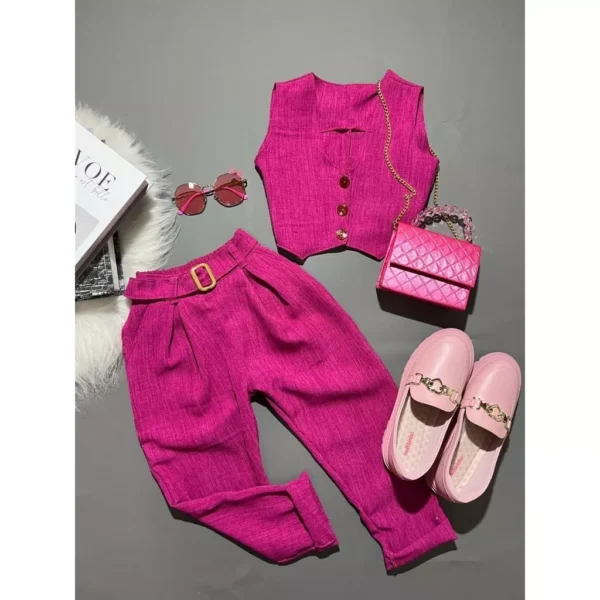 Conjunto Calça Colete e Cinto Infantil Menina Blogueirinha - Image 6