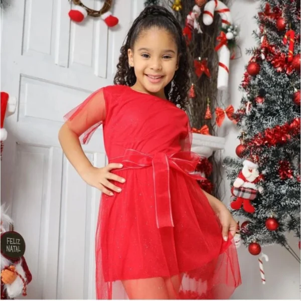 Vestido infantil meninas festa natal ano novo Premium 04 ao 10
