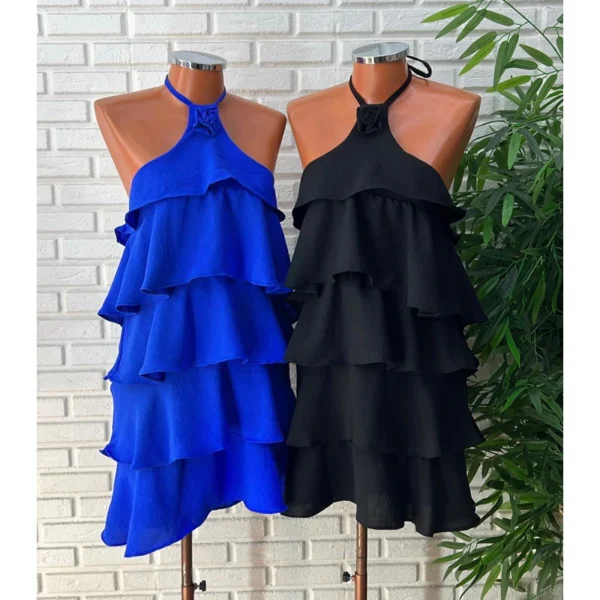 Vestido babados com flor broche - Image 2