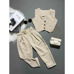 Conjunto Calça Colete e Cinto Infantil Menina Blogueirinha