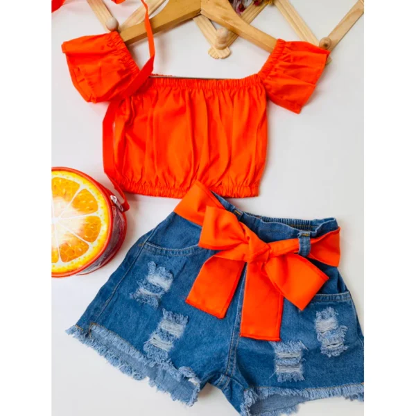 Conjunto Ciganinha infantil com bolsinha em formato de fruta com cinto - Image 3