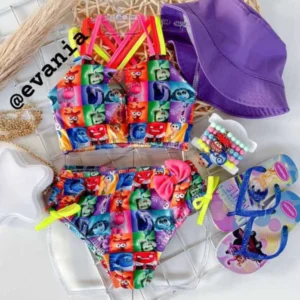 Biquini Infantil Juvenil Estampado Colorido Top + Calcinha Moda