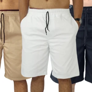 Bermuda Masculina De Sarja Short Com Elástico Branca