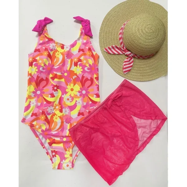 Kit Maiô Infantil Com Saída Saia Biquini Menina Proteção Solar - Image 3