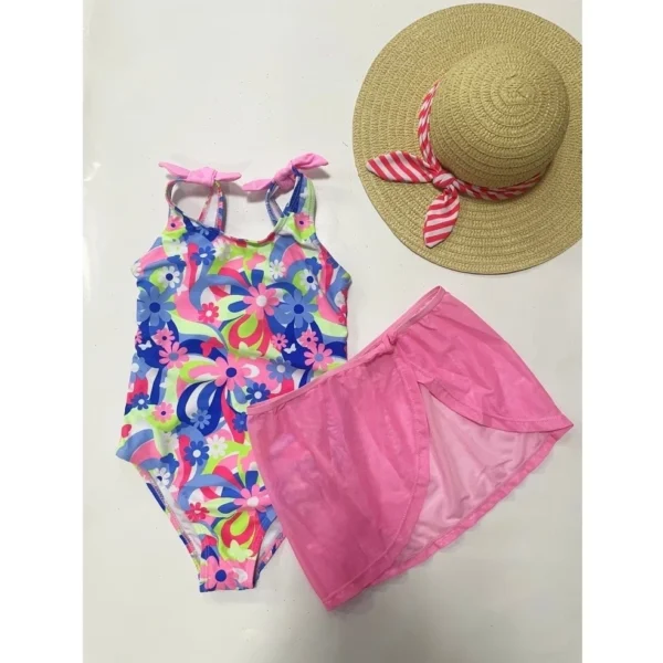Kit Maiô Infantil Com Saída Saia Biquini Menina Proteção Solar - Image 4