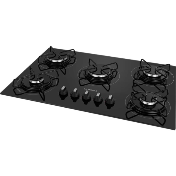 Cooktop a Gás, 5 Bocas, Mondial, Preto/Inox, Bivolt - Image 2