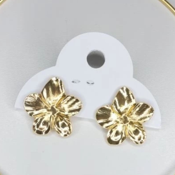 Colar chocker + brincos conjunto folheado dourado - Flor - Image 2