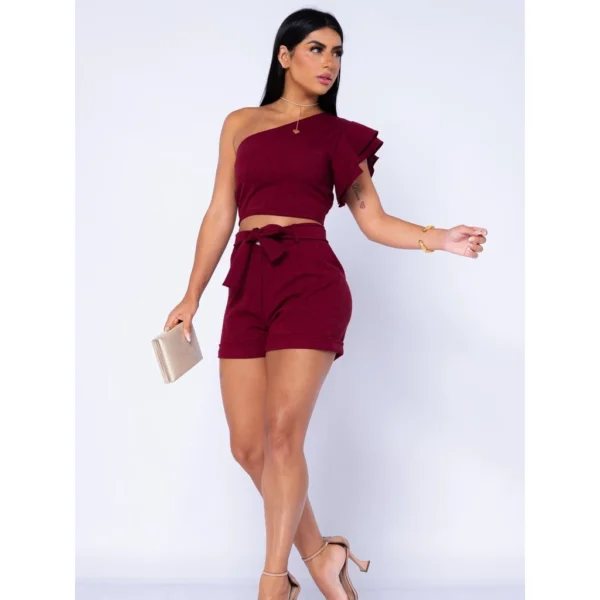 Conjunto Feminino em linho Shorts e Cropped E Shortinho Verão - Image 5