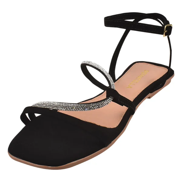 Rasteirinha Sandalia Feminina Donatella Shoes Brilho Tira Strass - Image 2