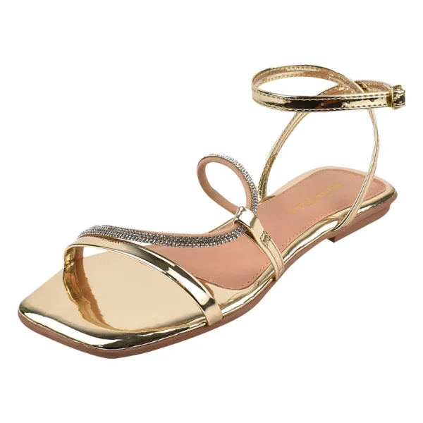 Rasteirinha Sandalia Feminina Donatella Shoes Brilho Tira Strass - Image 3