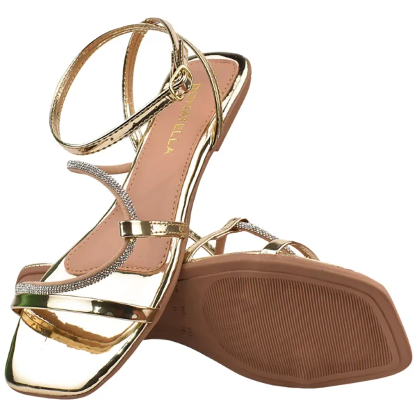 Rasteirinha Sandalia Feminina Donatella Shoes Brilho Tira Strass