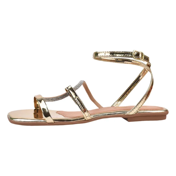 Rasteirinha Sandalia Feminina Donatella Shoes Brilho Tira Strass - Image 4