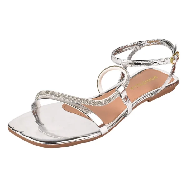Rasteirinha Sandalia Feminina Donatella Shoes Brilho Tira Strass - Image 5