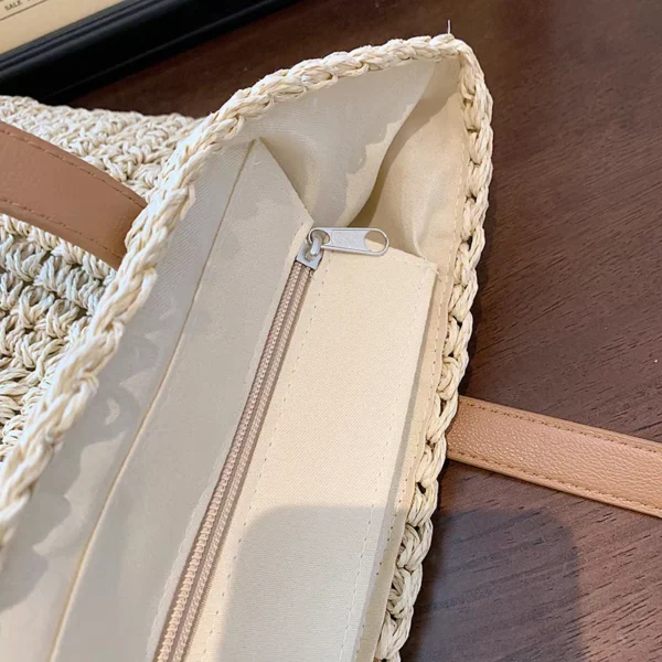Bolsa feminina de palha grande de praia coleção nova verão 2024 - Image 2