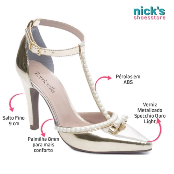 Sapato Scarpin Dourado Clássico Luxo Feminino - Image 2