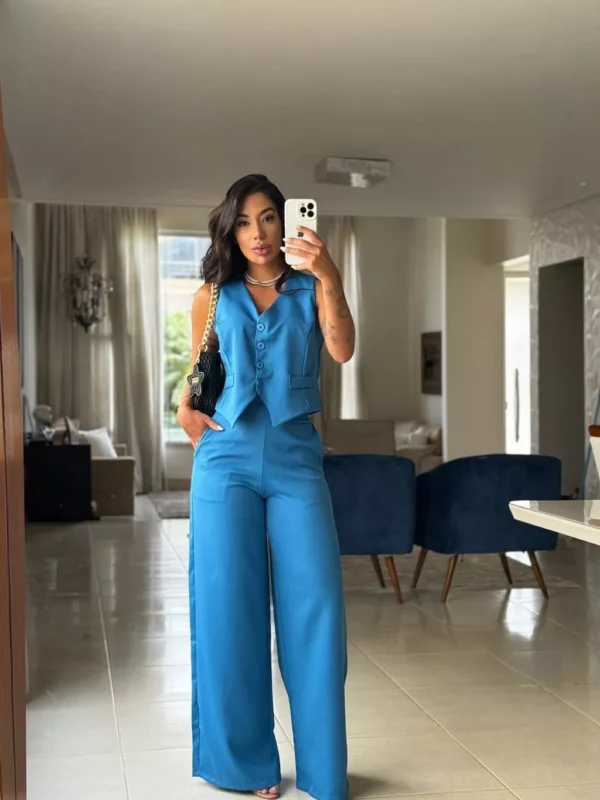 Conjunto na Alfaiataria Calça Pantalona + Colete Social Escritório Plus SIze - Image 2