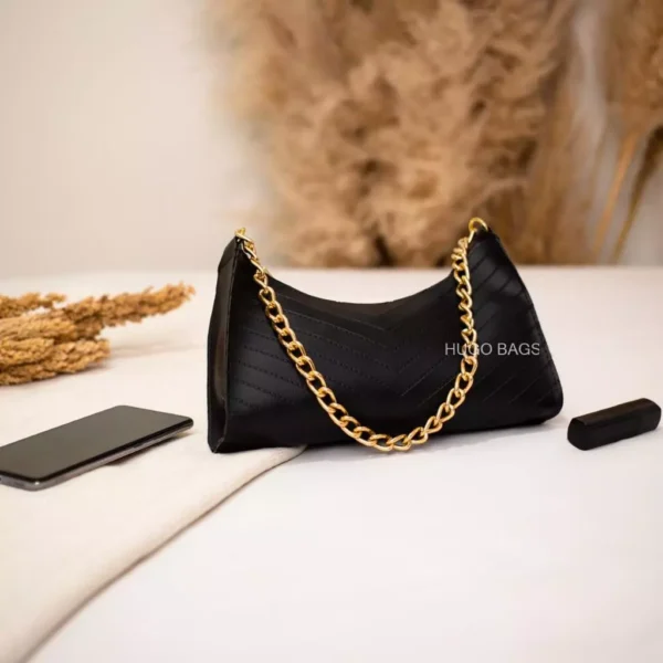 Bolsa Feminina Alça Corrente Pequena Básica-De Ombro-Couro Sintétic - Image 4