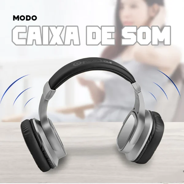 Fone de Ouvido Sem Fio Bluetooth Alto Falante Headphone Viva Voz - Image 3