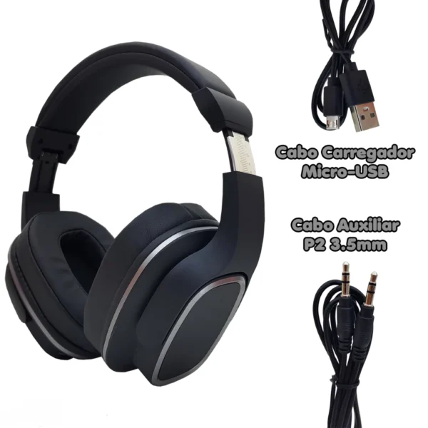 Fone de Ouvido Sem Fio Bluetooth Alto Falante Headphone Viva Voz - Image 7