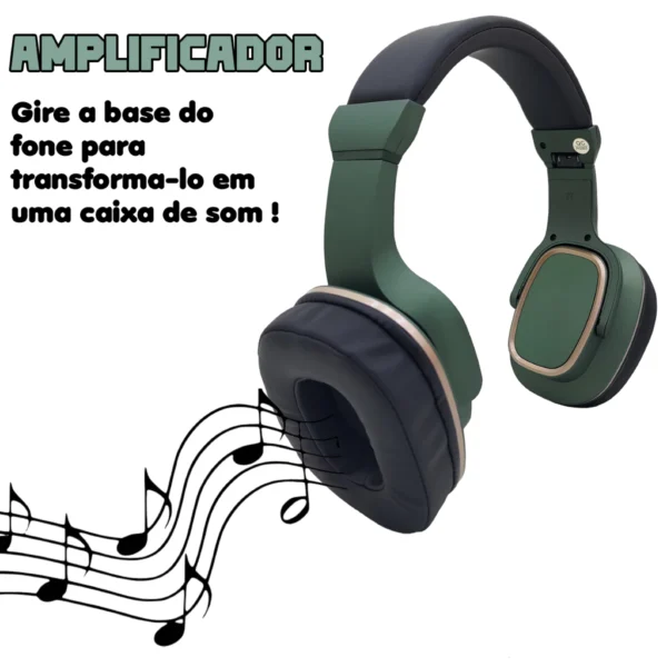 Fone de Ouvido Sem Fio Bluetooth Alto Falante Headphone Viva Voz - Image 8