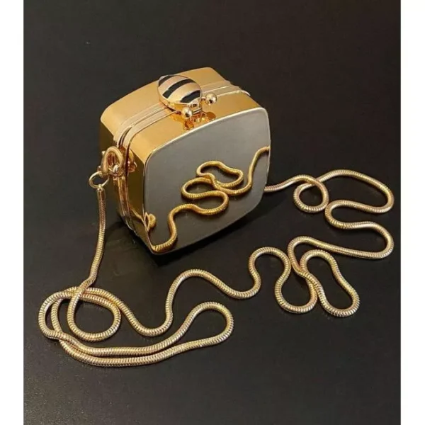 Bolsa Pequena Metálica Espelhada Quadrada Mini Tiracolo Com Espelho