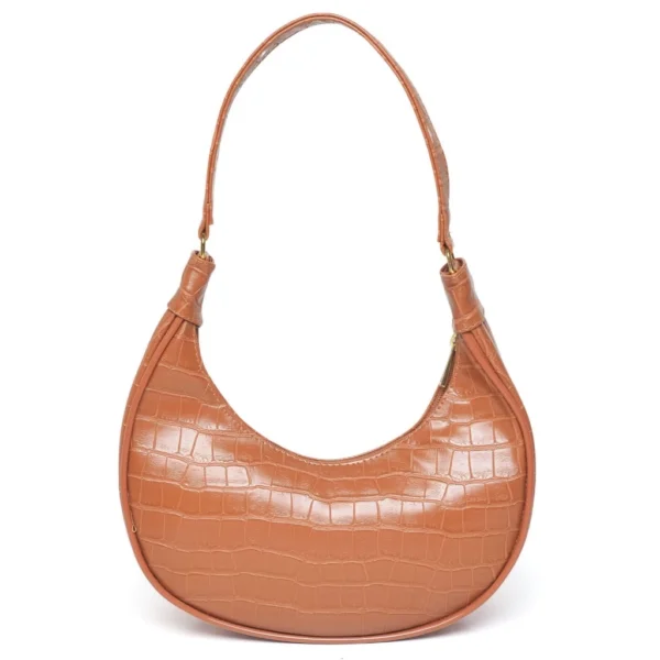 Bolsa Meia Lua Croco Brilhante Alça Mão e Ombro Estilosa - Image 6