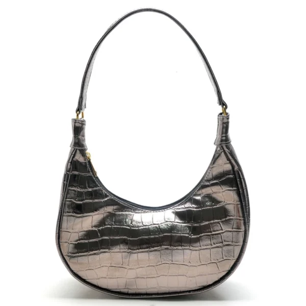 Bolsa Meia Lua Croco Brilhante Alça Mão e Ombro Estilosa - Image 7