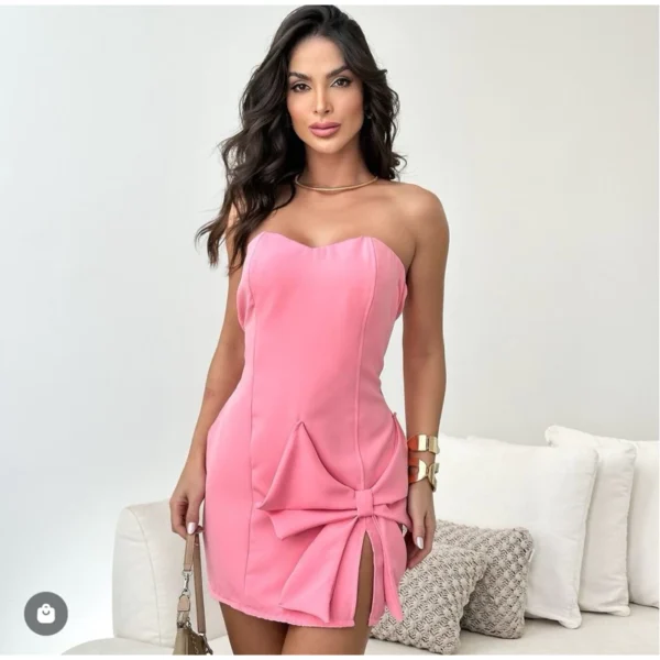 Vestido laço alfaiataria tomara que caia