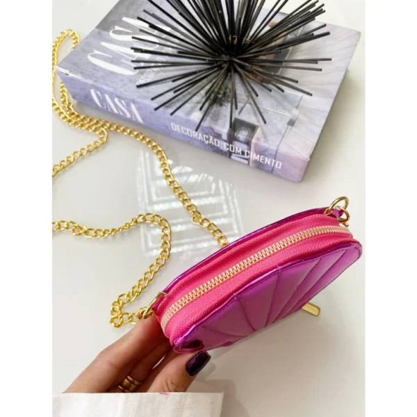 Bolsa pequena Concha Mini Bag Alça Corrente ziper Balada - Image 6