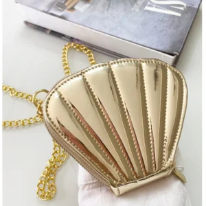 Bolsa pequena Concha Mini Bag Alça Corrente ziper Balada