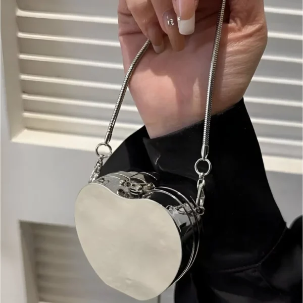 Bolsa Pequena Metálica Espelhada Quadrada Mini Tiracolo Com Espelho - Image 3