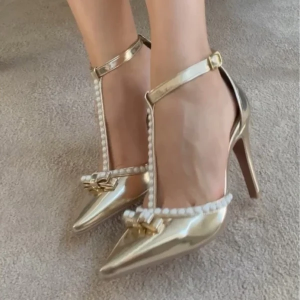 Sapato Scarpin Dourado Clássico Luxo Feminino