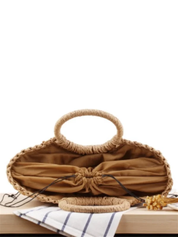 Juzia Bolsas Bolsa palha grande meia lua praia feminina de mão - Image 5