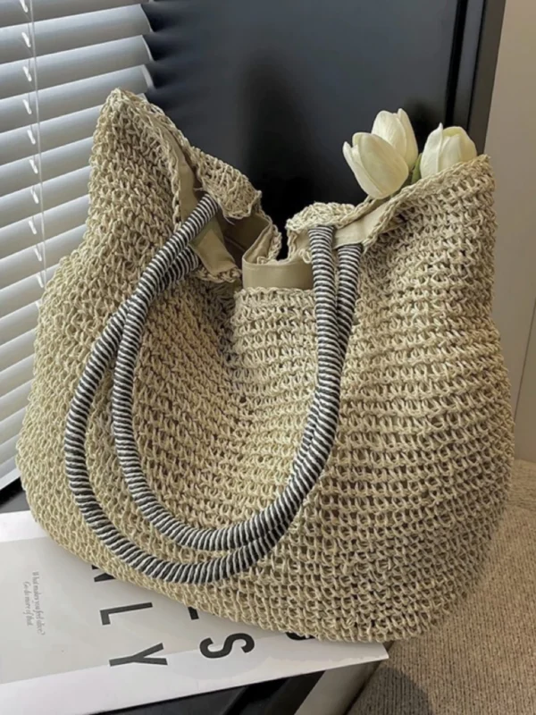 Juzia Bolsas Bolsa tote praia palha feminina grande - Image 4